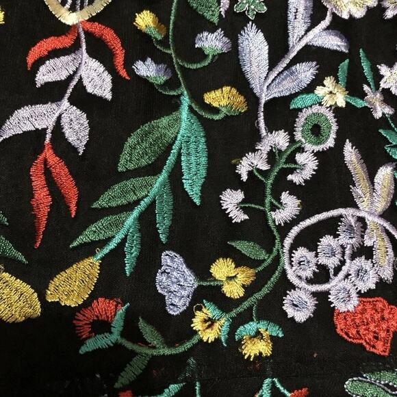 Sam Edelman Puff Sleeve  Embroidered‎ Floral A-Line Mesh Dress Size 2 - Picture 9 of 11